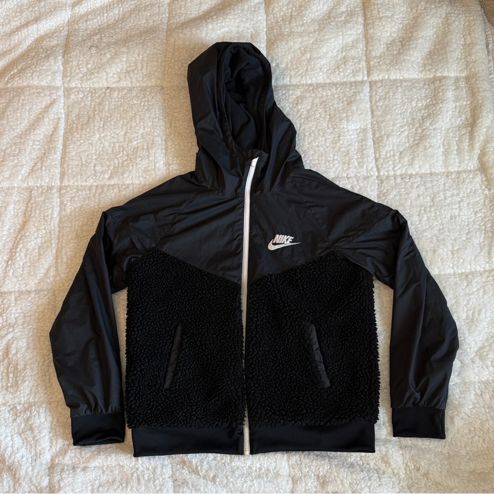 Nike Black and White Fleece Jacket